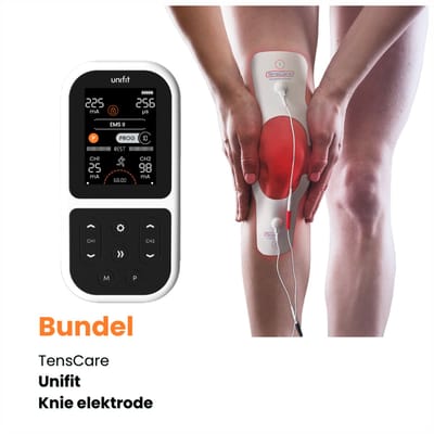 TensCare - Bundel Unifit + 1x knie-elektrode | TENS apparaat | Pijnverlichting | Elektrodentherapie | Knie elektrode TENS/EMS – Zelfklevende gelpads – Knie pijn pads – Compatibel met TENS en EMS apparaten | knie elektrode