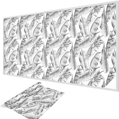 Wallfluent Glas in Lood Raamfolie - Tropische bladeren Glas in Lood Folie - 200x116 cm - Zwart-wit Plakfolie Raam Glas in Lood - Decoratieve Plakfolie Glas in Lood - Voor de woonkamer, voor het kantoor, voor de hal - Glas in Lood Folie voor Raam