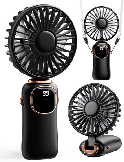 Solvix tafel ventilator geluidloos - Draagbare Handventilator - Wit - 4000 mAh Batterij - 5 Snelheden - Voor Thuis en Op Reis