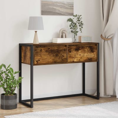 vidaXL - Bijzettafel - Rook - Eik - 100 - x - 36 - x - 75 - cm - Bewerkt - hout