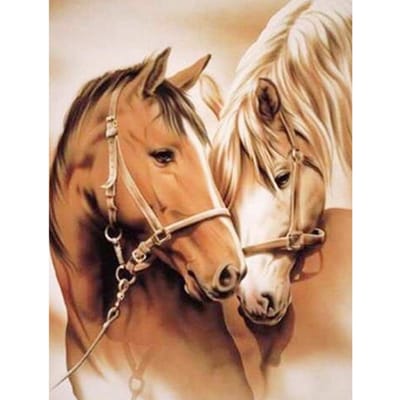 5D DIY diamant schilderij paard paar volledige ronde diamant borduurwerk paarden kruissteek 20X30CM beige