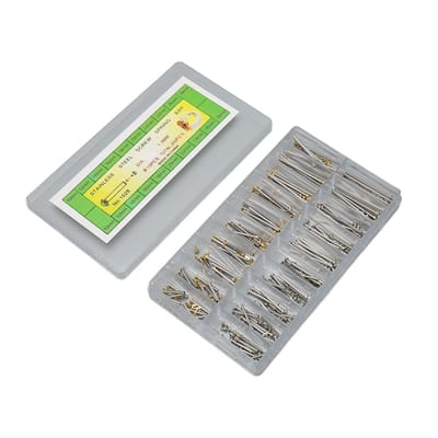 Dailygoods- Horlogeschroefbuis 200 Stuks - Roestvrij Staal - 10 Maat 1,3 Mm Breed - Horlogepin - Wrijvingsband - Georganiseerde Verpakking - Horlogepinnen