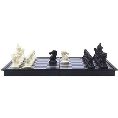 Reisspel Schaak & Backgammon 24 cm – Magnetisch & Opklapbaar – Inclusief Opbergcompartiment – Koning 50 mm – Engelhart