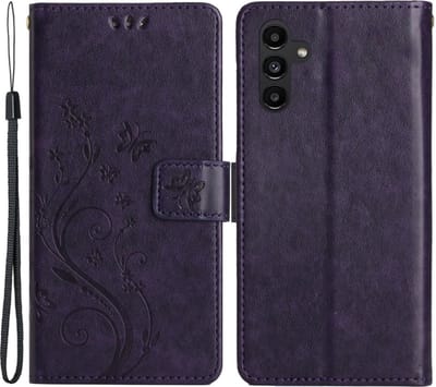 Coverup Hoesje - Geschikt voor Samsung Galaxy A54 Hoesje - Coverup Bloemen & Vlinders Book Case - Lila