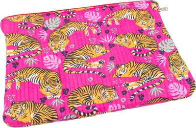 StarGems - Laptophoes - Katoen - Rits - Roze Tijger