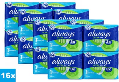 Always Ultra Day Maandverband Maat 1 Normaal – 16 Verpakkingen – 240 Pads – 3x Protection