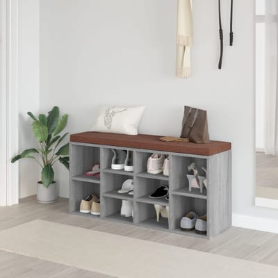 vidaXL - Schoenenbank - 103x30x48 - cm - bewerkt - hout - grijs - sonoma - eikenkleur