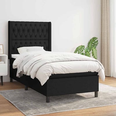 vidaXL - Boxspring - met - matras - stof - zwart - 90x190 - cm