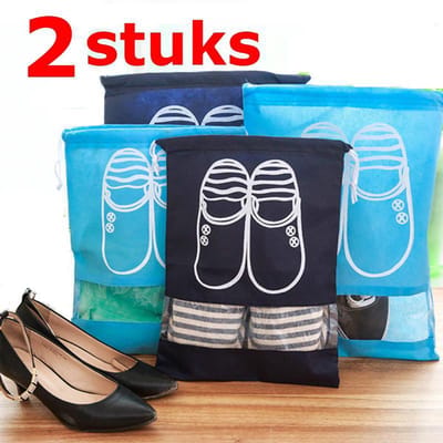 Waterdichte schoenen opberg zak - Waterafstotend - Opslag Opbergen schoenen - Reisaccessoire - 44 x 32 cm - 2 Stuks - Donkerblauw