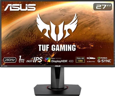 Asus VG279QM Gaming monitor Energielabel F (A - G) 68.6 cm (27 inch) 1920 x 1080 Pixel 16:9 1 ms HDMI, DisplayPort, Hoofdtelefoon (3.5 mm jackplug)