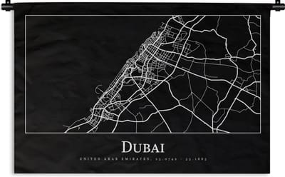 Wandkleed - Wanddoek - Stadskaart - Dubai - Kaart - Plattegrond - 180x120 cm - Wandtapijt