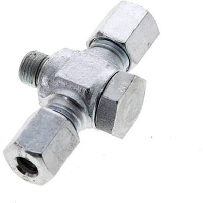 6L & G1/8'' Verzinkt Stalen T-Draaidoorvoer Snijringkoppeling Buitendraad 315bar NBR ISO 8434-1