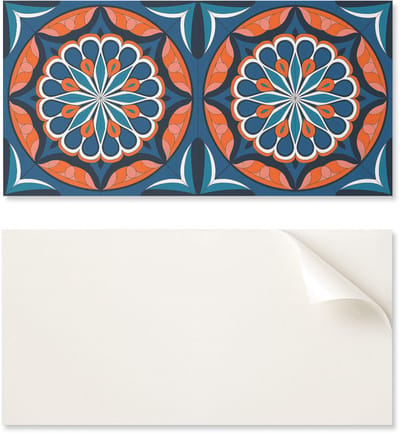 Zelfklevend vinylpaneel met print voor de woonkamer, 100x50 cm, mandala-patroon met bladeren.
