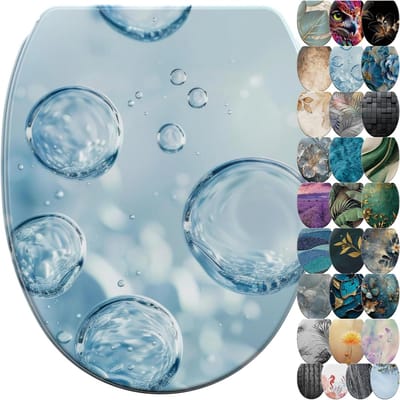 WC-bril - Toiletbril - Eenvoudige Montage - Soft Closing Mechanisme - 48 x 37.7 cm - Bubbles