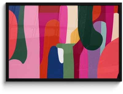 Poster in lijst - Fotolijst 90x60 cm - Posters - Kleurvakken - Recht - Rond - Abstract - Posterlijst zwart - Decoratie - Wanddecoratie woonkamer - Muurdecoratie slaapkamer