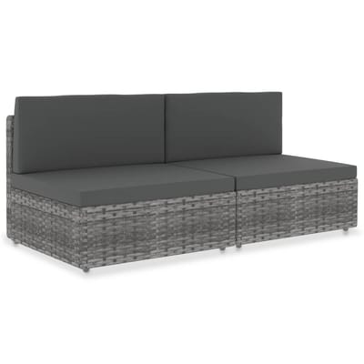 vidaXL - Tweezitsbank - sectioneel - poly - rattan - grijs