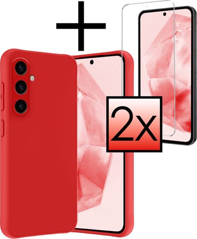 Hoesje - Met 2x Screenprotector - Geschikt voor Samsung Galaxy A35 - Sterk & Shockproof - Back Cover - Siliconen Case - Telefoon Hoes - Rood