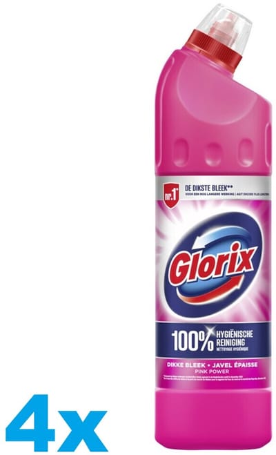Glorix Bleek Pink Power 750 ml - Voordeelverpakking - 4 stuks