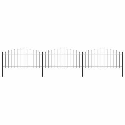 vidaXL - Tuinhek - met - speerpunt - staal - 504x75 - cm - zwart