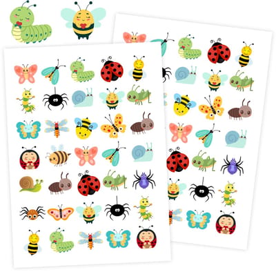 Insecten Stickers – 2 Stickervellen – Lente & Voorjaar - 70 Stickers