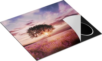 Chefcare Inductie Beschermer Bloemenveld met Lavendel bij Zonsondergang - 60x50 cm - Afdekplaat Inductie - Kookplaat Beschermer - Inductie Mat