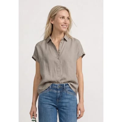 Blouse met hangende schouder in linnen