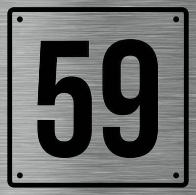 Huisnummerbord 59 - Incl. Schroeven en Pluggen – Acrylaat - 10 x 10 cm - RVS met Zwart