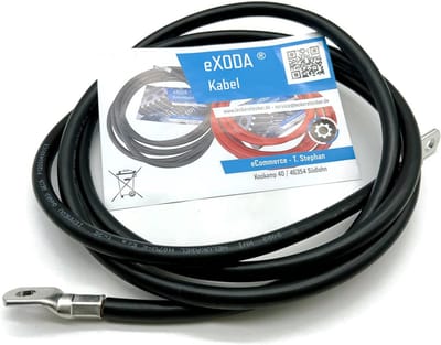 Set Batterijkabels 35 mm² 200 cm Koper Stroomkabel met Ringogen M8 Rood (2 Stuks)