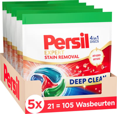 Persil Discs Stain - Wasmiddelcapsules - 4-in-1 Discs - Voor Alle Kleuren Was - Tegen Vlekken - Krachtige Vlekverwijdering - 5 x 21 Wasbeurten