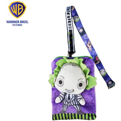 Warner Bros. 1stuks Beetlejuice pluche smartphone-hanger met kaarthouder, officieel gelicentieerd magisch en griezelig cosplayaccessoire, film- en