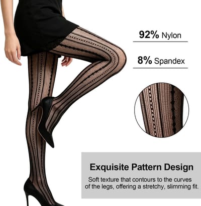 Bloemenpatroon Panty’s voor Dames - 2 Paar Zwart Visnetpanty met Hoge Taille, Elastisch, Ladderbestendig en Perfect voor Feestjes en Dagelijks Gebruik