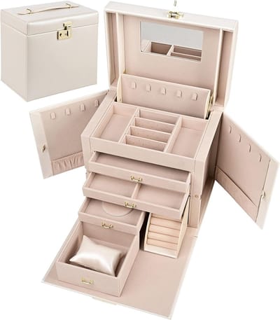 Juwelendoos Grote Luxe - Accessoire Kist - Sieraden Opbergen - Met Slot en Spiegel