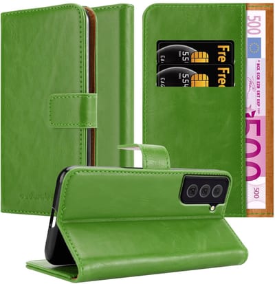 Cadorabo Hoesje geschikt voor Samsung Galaxy S22 PLUS in GRAS GROEN - Beschermhoes met magnetische sluiting, standfunctie en kaartvakje Book Case Cover Etui
