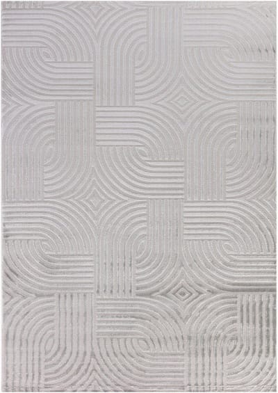 Flycarpets Cara Modern Japandi Architectura Vloerkleed - Zilver - 80x250 cm