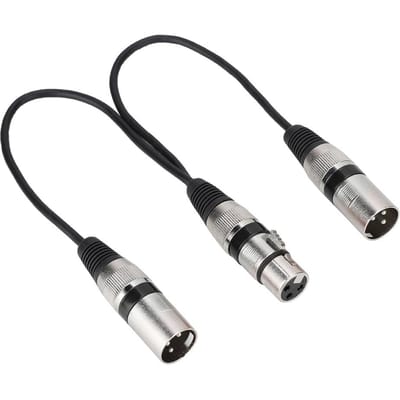 30cm XLR Female Jack to Dual Male Head Splitter Adapter o Mic Extension Cable for Canon Black zwart
