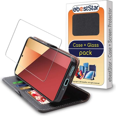 ebestStar - Hoes geschikt voor Xiaomi Redmi Note 13 5G, Wallet Etui, Book case hoesje, Zwart + Gehard Glas