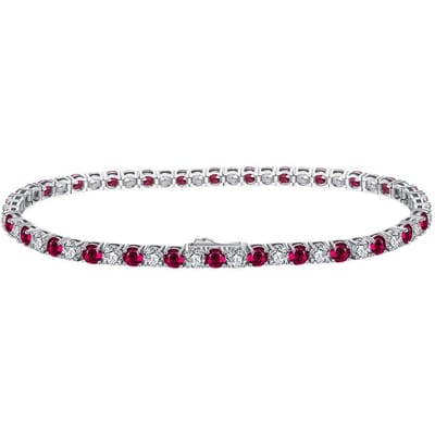 Bijoux Chaîne Balle de Tennis 3mm Zirconia Rouge Bracelet Simple Rang 18CM gray