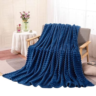 Livano Knuffeldeken - Pluche - Deken - Wollen - Dekentje - Fleece - Plaid - Bank Deken - 1 Persoons - Blauw