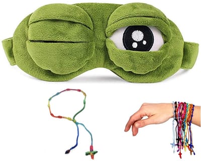 Dailygoods- Oogmasker Slaap - Verstelbaar - Kikkerontwerp - Blokkeert Licht - Drukontlasting Ogen - Pluche Materiaal - 8 x 4 Inch - Slaapmasker