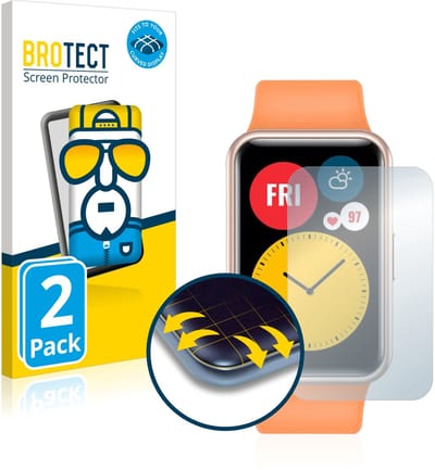 BROTECT - Screenprotector voor Huawei Watch Fit - Folie Beschermfolie transparant volledig dekking - 2 Stuks