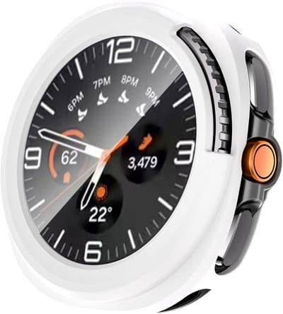 Stravo Screenprotector - Geschikt voor Samsung Galaxy Watch 8 classic - 46mm - Full Cover Hard Case / Beschermend Hoesje - Wit - Samsung Galaxy Watch 8 classic 46mm screenprotectors