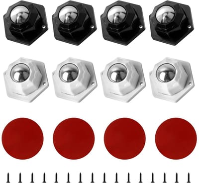 8 Stuks 20mm Ballenwielen voor Meubels - Zelfklevende Casters met 360 Graden Beweging en 2 Montagegaten (Zwart)