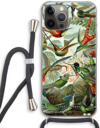 Case Company® - Hoesje met koord geschikt voor iPhone 12 Pro hoesje met Koord - Haeckel Trochilidae - Telefoonhoesje met Zwart Koord - Bescherming aan alle Kanten en Over de Schermrand