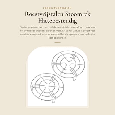 Dailygoods- Stoomrek Hittebestendig - Roestvrij Staal - 2 Stuks - Kookstandaard - Onderzetter - Diameter 19,5 cm - Stoommand