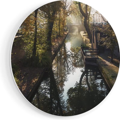 Artaza Forex Muurcirkel Nieuwe Gracht In Utrecht - 90x90 cm - Groot - Wandcirkel - Rond Schilderij - Muurdecoratie Cirkel