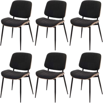 Set van 6 eetkamerstoelen MCW-O44, keukenstoel, gebogen hout, stof (370 g/m²) Öko-Tex MVG ~ naturel, donkergrijs