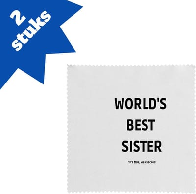 Akyol - world's best sister it's true we checked brillendoekjes - Zus - werelds beste zus - verjaardag - cadeautje voor zus - zus artikelen - kado - geschenk - 17,8 bij 17,8 cm - 2 stuks