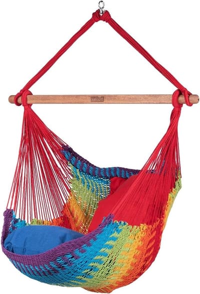Hangstoel Eénpersoons - Relaxstoel Zomer - Buiten Ontspannen - Maximale Lichaamsondersteuning - 3.7 Kilogram - Regenboog