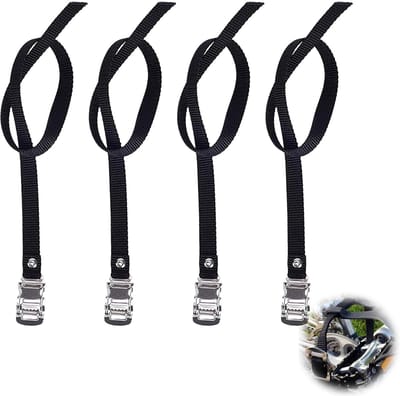 Dailygoody - Fietspedalen Clips - Verstelbare Nylon Riemen - Anti-slip - Zwart - Universele Vervangingen - Geschikt voor Fietsen - 4 Stuks