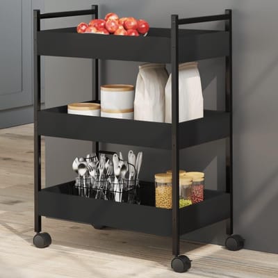 Keukentrolley - Serveertrolley - Keuken organiseren - Verrijdbaar met wielen - 50x30x70 cm - Zwart